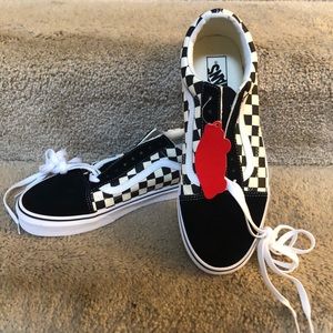 Brand New Cream and Black Checkerboard Vans